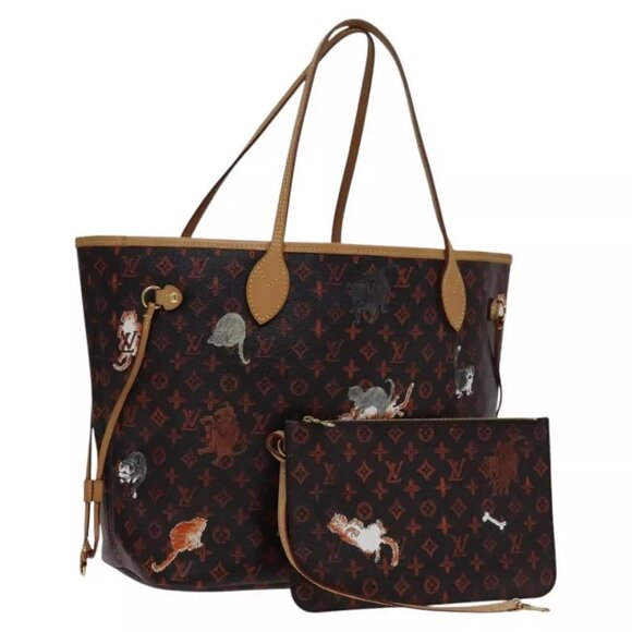 LOUIS VUITTON Catgram Neverfull MM Tote Bag M44441 LV Auth 110104A - Picture 1 of 16